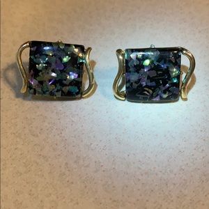 Coro earrings gold tone confetti center (309)